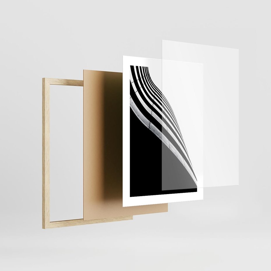 Plakat w ramie 30x40 - Architektoniczna Fala - architektura, falowany budynek - rama drewno