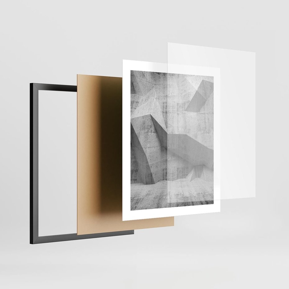 Plakat w ramie 40x50 - Geometryczna harmonia sztuki - geometria, sztuka - rama czarna