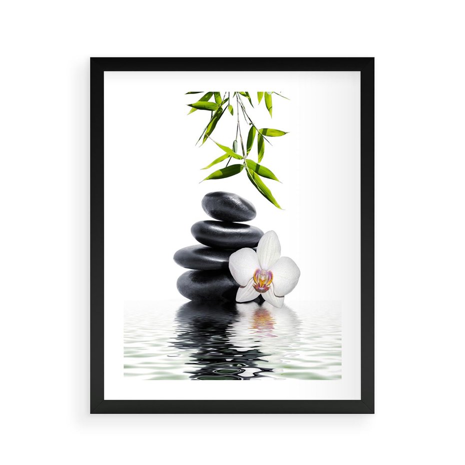 Plakat w ramie 40x50 - Orchidea w Spa - spa, orchidea - rama czarna
