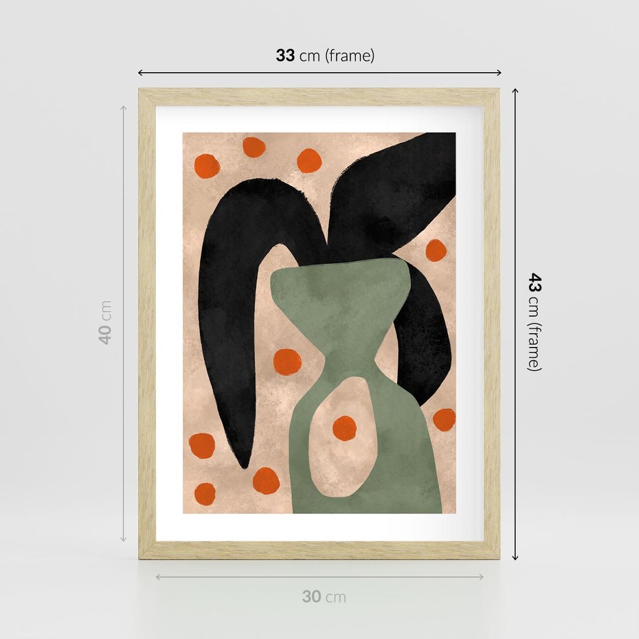 Plakat w ramie 30x40 - Impresje Boho - abstrakcyjny obraz, plakat - rama drewno