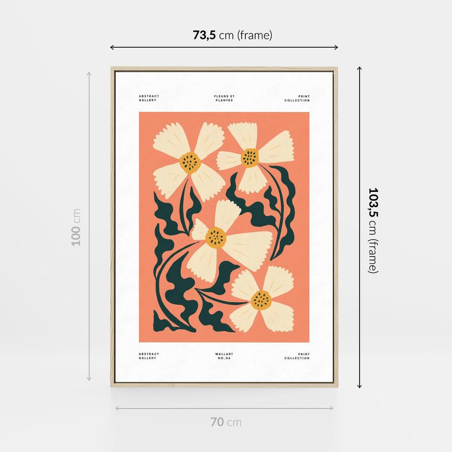 Obraz w ramie 70x100 - Refleksje w roślinnym odbiciu - kwiatowa kompozycja, minimalizm - rama drewno