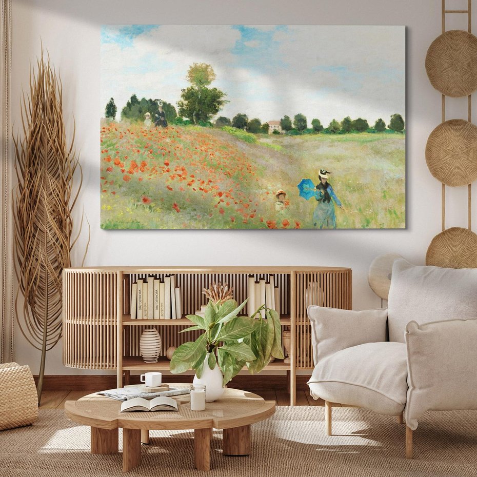 Obraz na płótnie 70x50 - Pole makowe w pobliżu Argenteuil 1873, Claude Monet - Reprodukcja - reprodukcja, obraz na płótnie