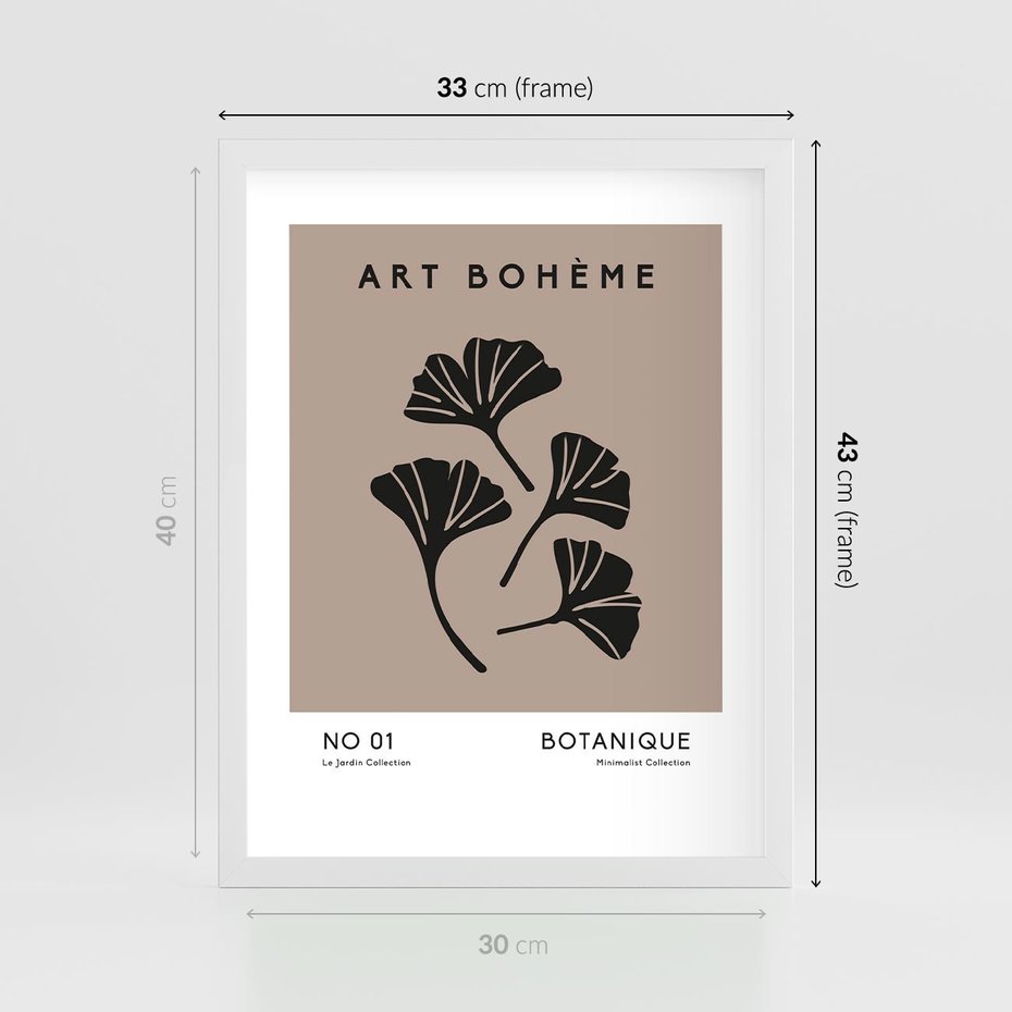 Plakat w ramie 30x40 - Botaniczne wymysły - sztuka boho, plakat - rama biała