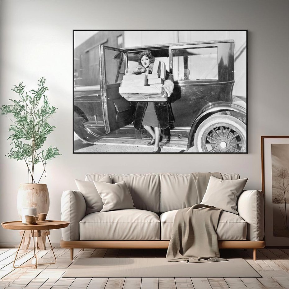 Obraz w ramie 100x70 - Nostalgiczna Podróż - fotografia vintage, lata 30 - rama czarna