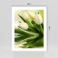 Plakat bez ramy 40x50 - Białe Piękno - białe, tulipany