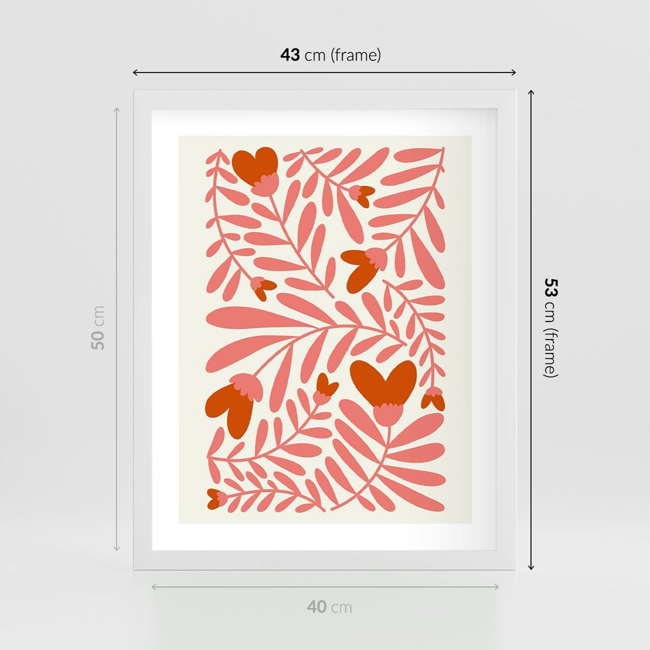 Plakat w ramie 40x50 - Taniec komplementarnych barw - kwiaty, pastelowe kolory - rama biała