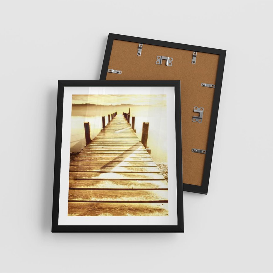 Plakat w ramie 40x50 - Stary pomost w sepia - pomost, sepia - rama czarna