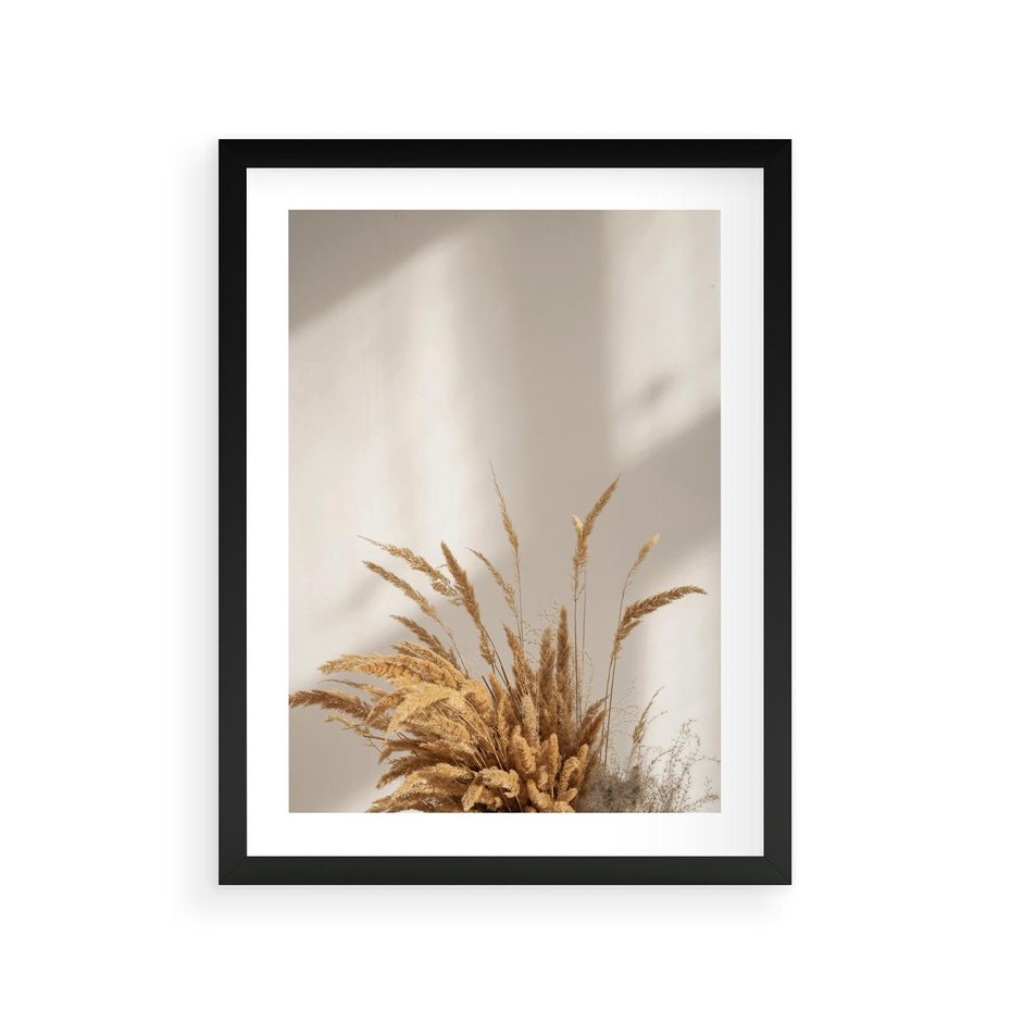 Plakat w ramie 30x40 - mpresyjne układy traw - boho, trawy - rama czarna