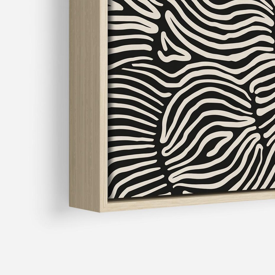 Obraz w ramie 50x50 - Harmonijne Kształty - abstrakcyjne ryciny, czarno biały - rama drewno