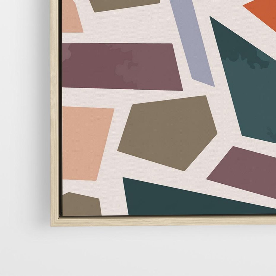 Obraz w ramie 50x50 - Modernistyczna Transcendencja - geometryczne kształty, mozaika - rama drewno