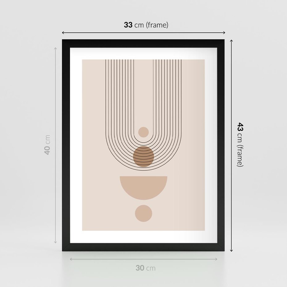 Plakat w ramie 30x40 - Strukturalne Kształty Postępu - boho plakat, minimalizm - rama czarna