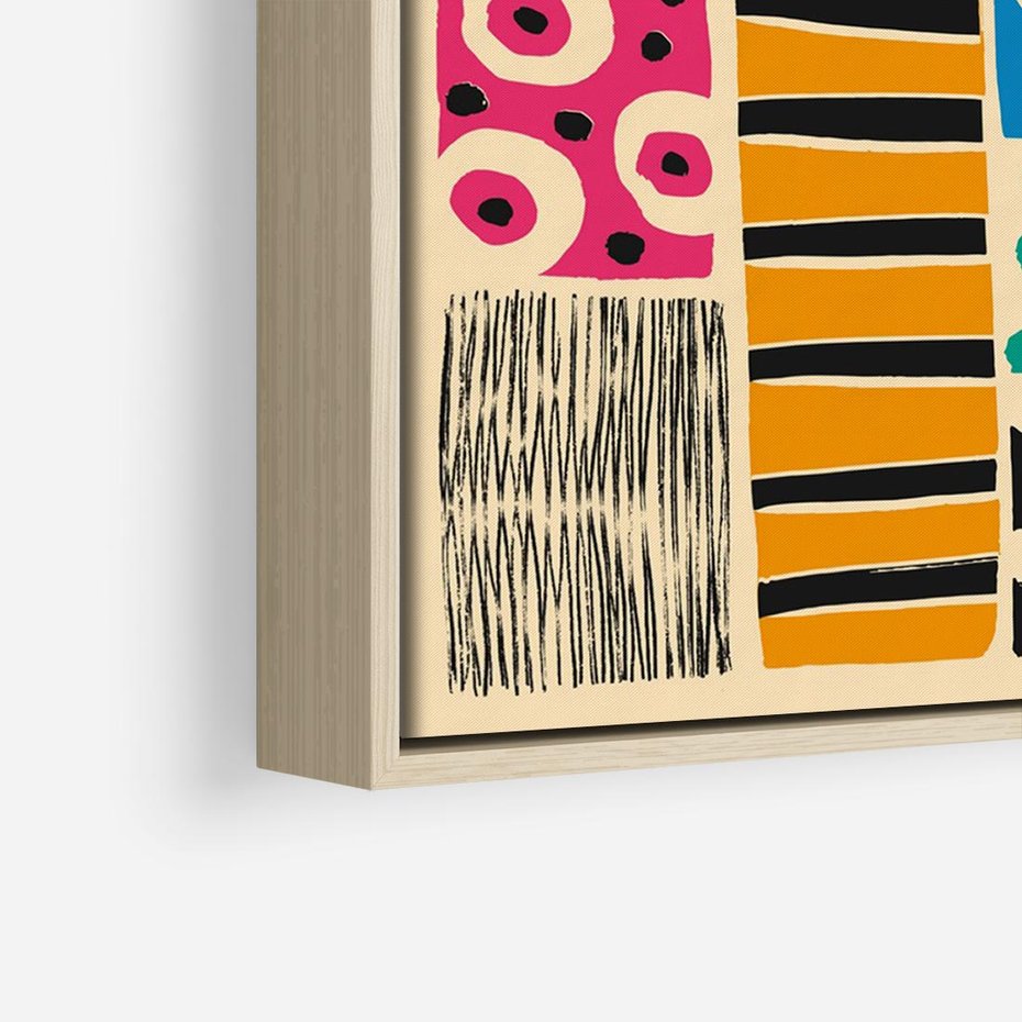 Obraz w ramie 100x70 - Etno Boho - etno ornamenty, boho klimat - rama drewno