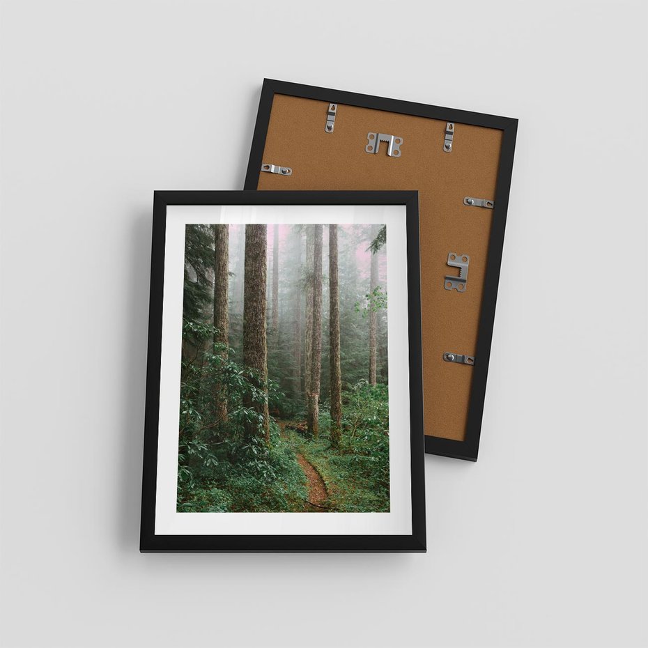 Plakat w ramie 30x40 - Mgliste Marzenia - artystyczna fotografia, las - rama czarna