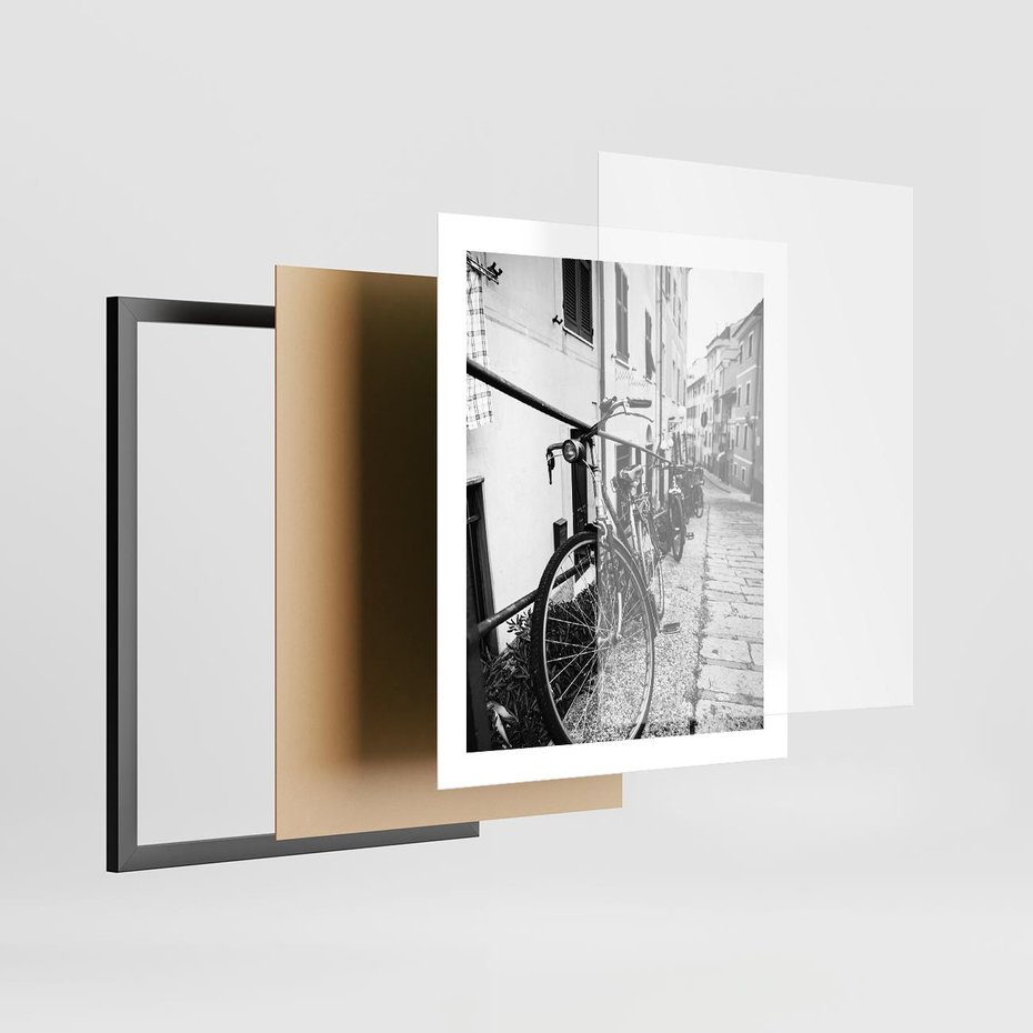 Plakat w ramie 40x50 - Rower w Kontraście - rower, czarno - rama czarna