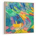 Obraz w ramie 80x80 - Egzotyczne Pióra - abstrakcyjne dzieło, farby olejne - rama drewno