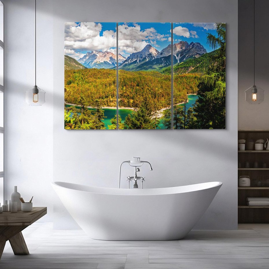 Obraz na płótnie 120x80 - Górska harmonia las i szczyty - góry, las