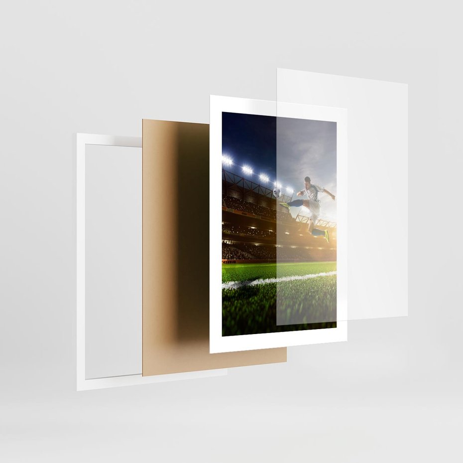 Plakat w ramie 30x40 - Gol! Magia piłki nożnej - gol, piłka - rama biała