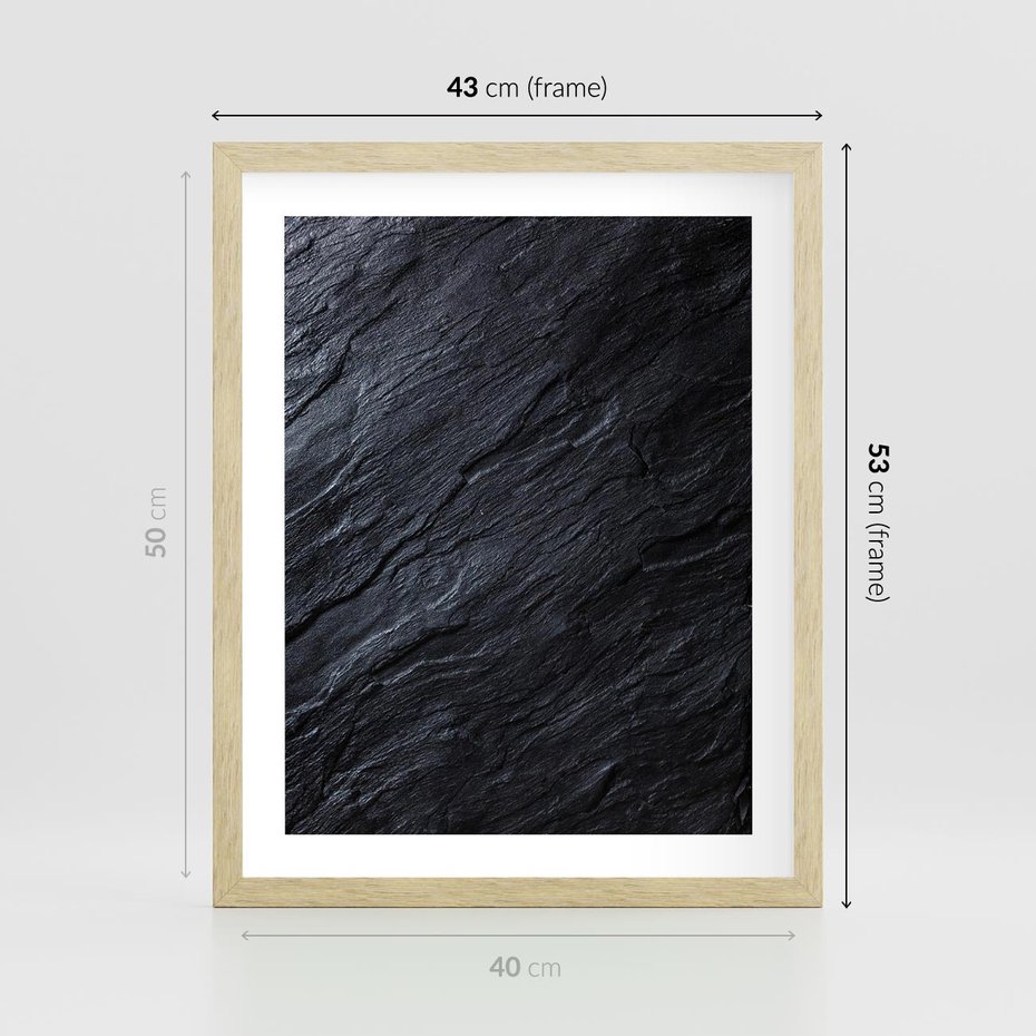 Plakat w ramie 40x50 - Kamienne tekstury w trójwymiarze - kamień, tekstura - rama drewno