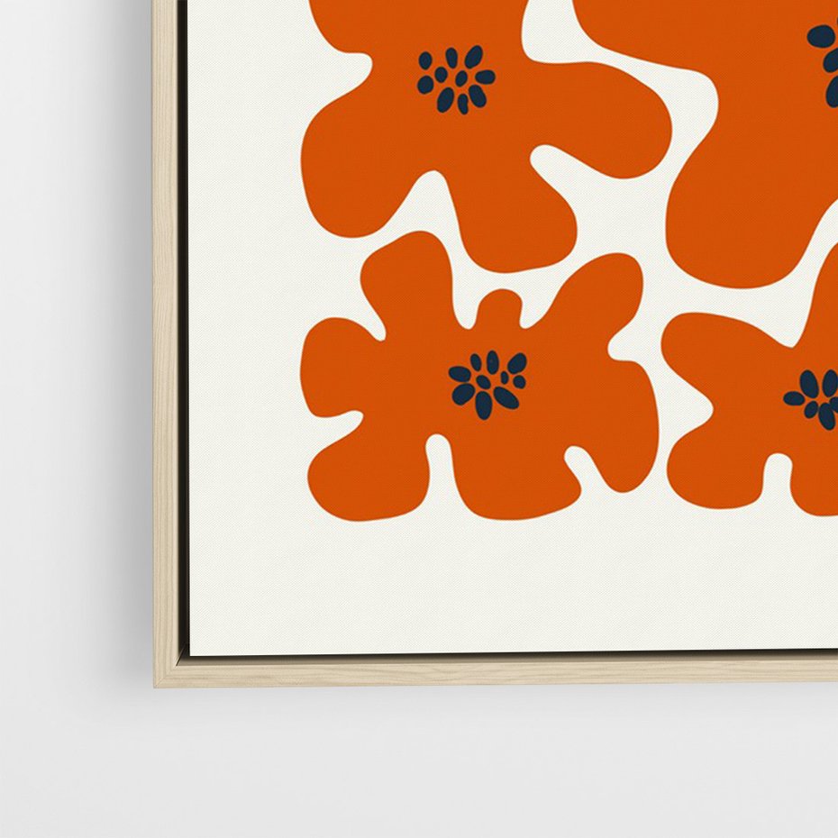 Obraz w ramie 70x100 - Wibracje Przestrzeni - abstrakcyjne czerwone kwiaty, kompozycja - rama drewno