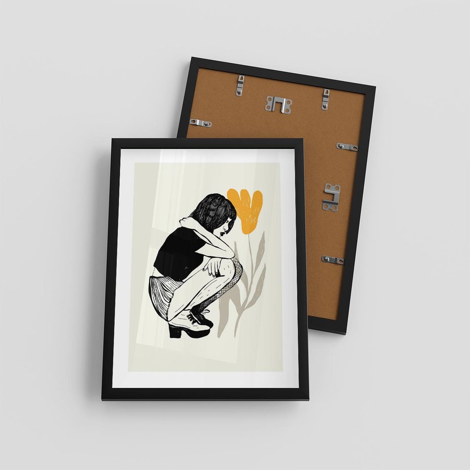 Plakat w ramie 30x40 - Kobiecy Plakat - prosta grafika, kobieta - rama czarna