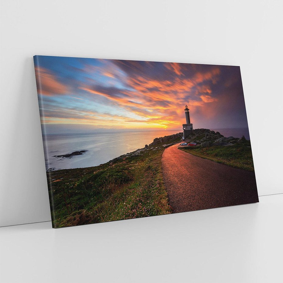 Obraz na płótnie 100x70 - Latarnia morska: Nocne niebo nad morzem - latarnia, morska