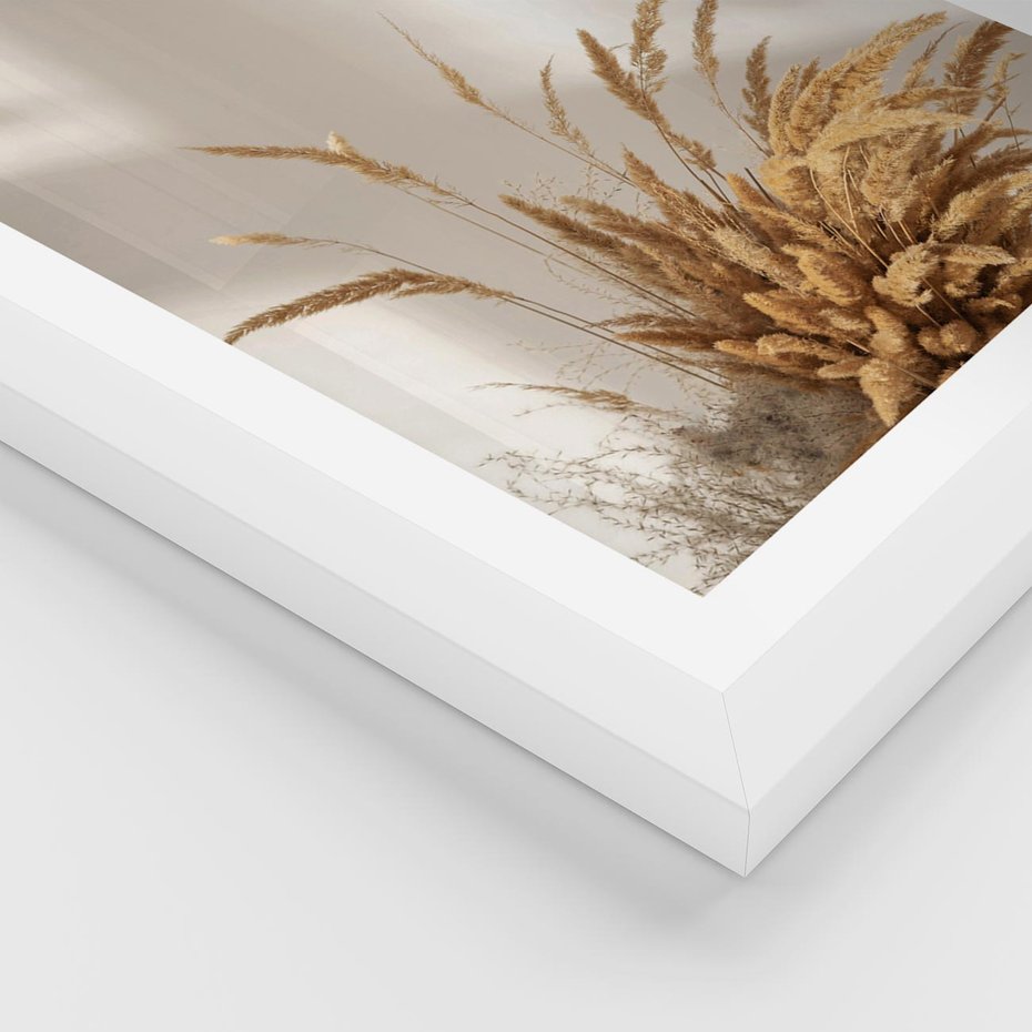 Plakat w ramie 40x50 - Natura i Elegancja: Obraz Boho - trawy, boho - rama biała