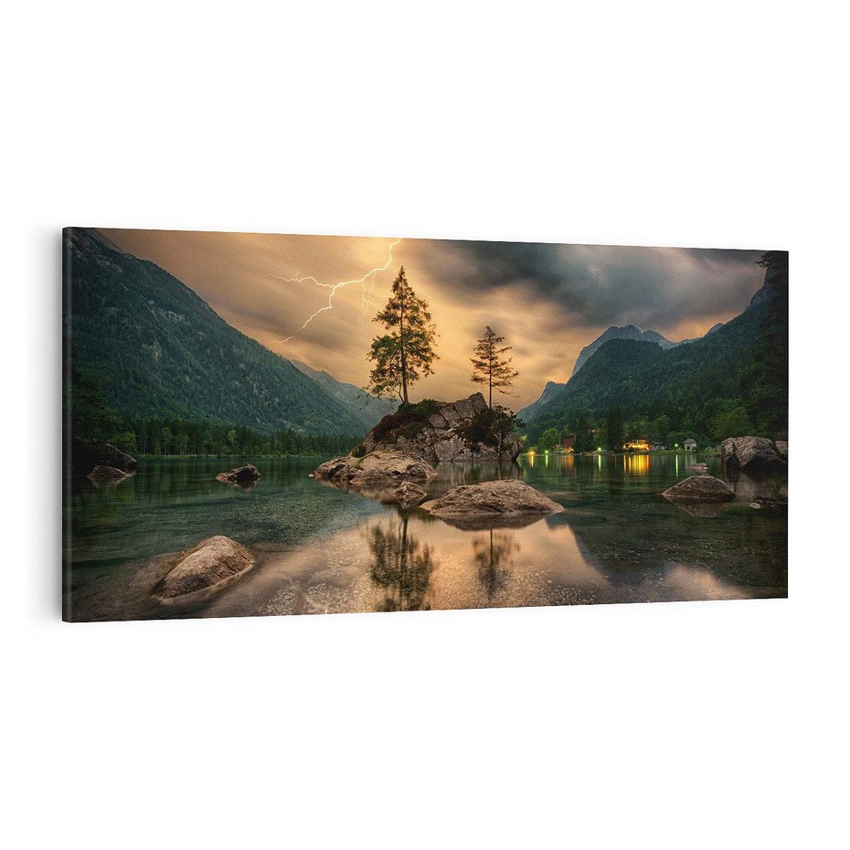 Obraz na płótnie 120x60 - Jezioro Górskie - Spotkanie z Naturą - jezioro, góry