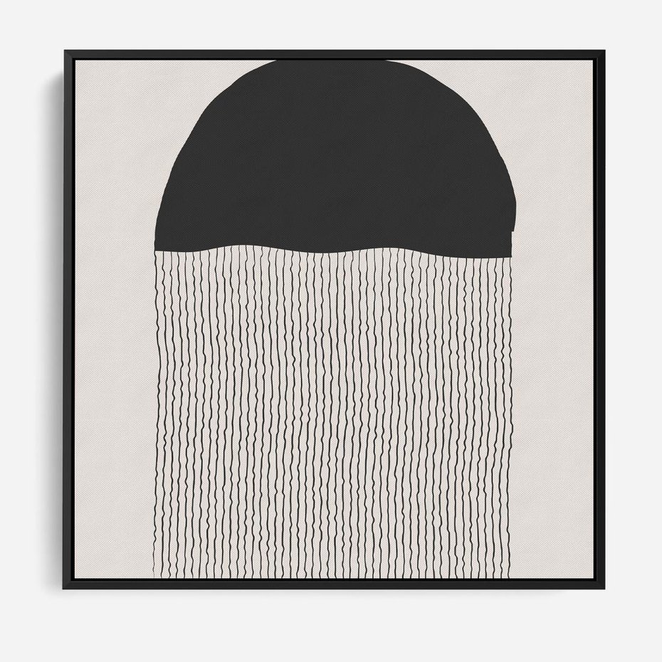 Obraz w ramie 50x50 - Wewnętrzne Widzenia - abstrakcyjna kompozycja, półkole - rama czarna