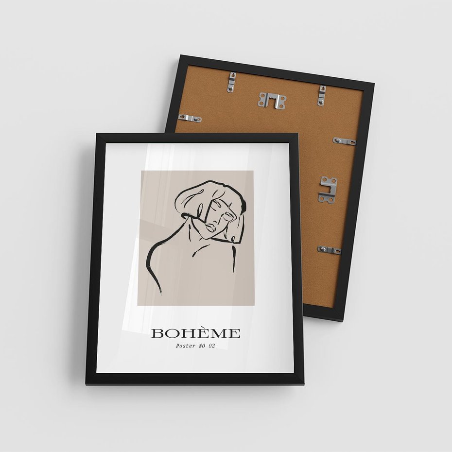 Plakat w ramie 40x50 - Echa Nieznanych Konturów - boho plakat, typografia - rama czarna