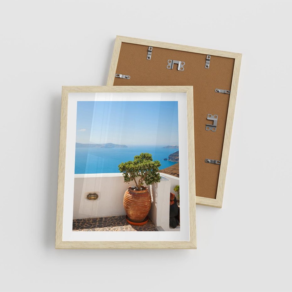 Plakat w ramie 40x50 - Santorini - oaza greckiej wyspy - Santorini, grecka - rama drewno