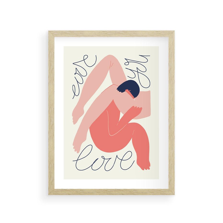 Plakat w ramie 30x40 - Dźwięk ciszy na płótnie - para zakochanych, graficzny obraz - rama drewno