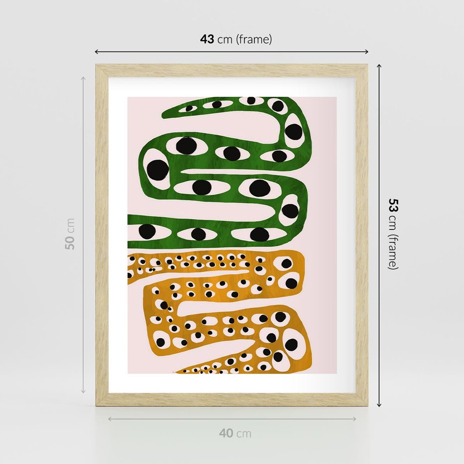 Plakat w ramie 40x50 - Mroczne Wypaczenia - abstrakcyjny obraz, dziwne kształty - rama drewno