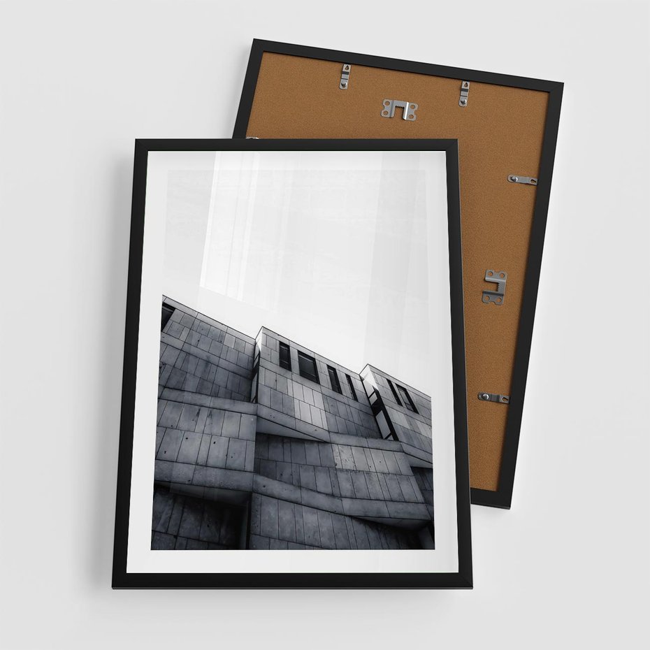 Plakat w ramie 50x70 - Surowa Elegancja Architektury - architektura, surowe formy - rama czarna