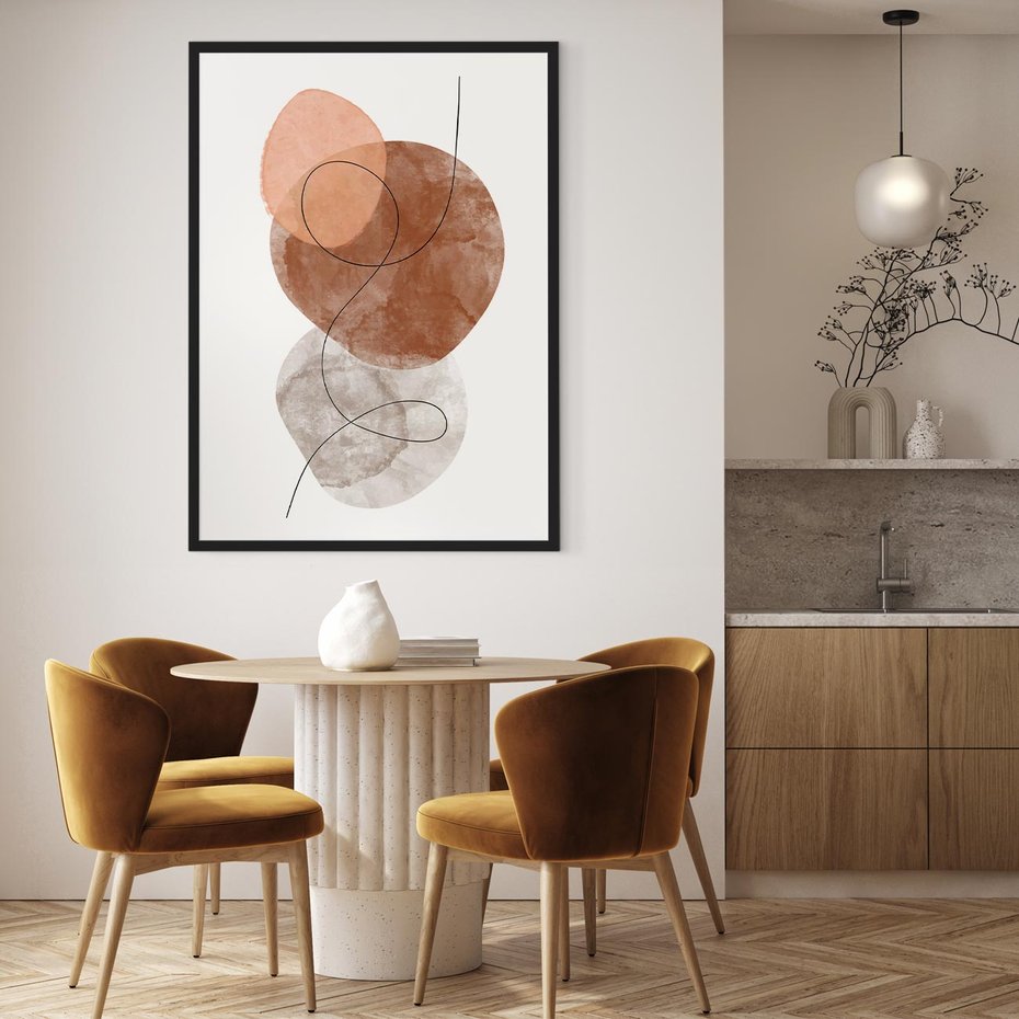 Plakat bez ramy 50x70 - Brązowe Akwarelowe Zawirowania - abstrakcja, brązowe akwarelowe plamy