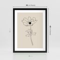 Plakat w ramie 30x40 - Przenikający Dialog - szkic kwiatu, mnimalistyczny szkic - rama czarna