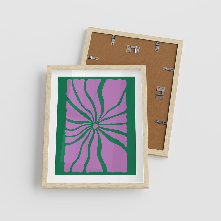 Plakat w ramie 40x50 - Bezczasowe Impresje - abstrakcyjny plakat, boho styl - rama drewno