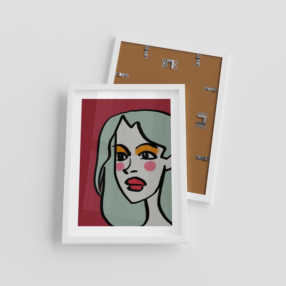 Plakat w ramie 30x40 - Ekspresja Linii - nowoczesny plakat, mocna linie - rama biała