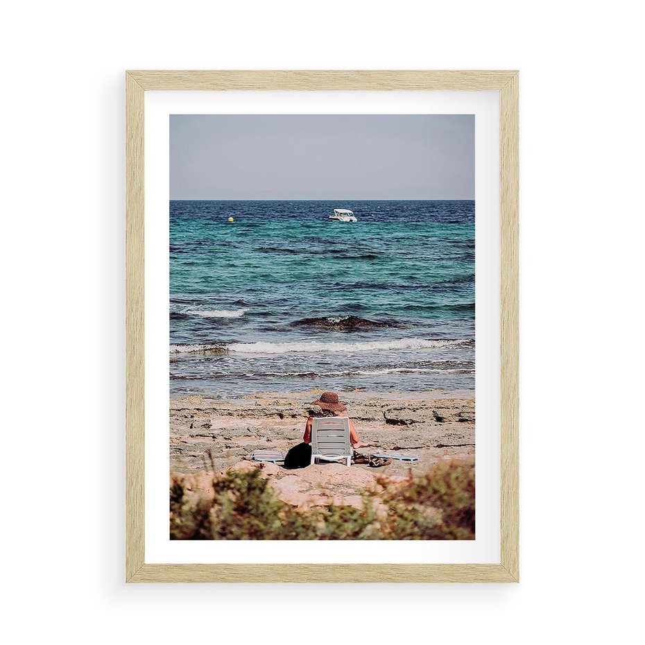 Plakat w ramie 50x70 - Relaks na Plaży - wakacje, plaża - rama drewno