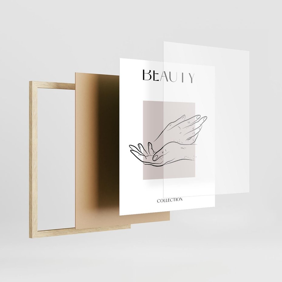 Plakat w ramie 40x50 - Wibracje Nieprzewidywalnych Form - bogo plakat, dłonie - rama drewno