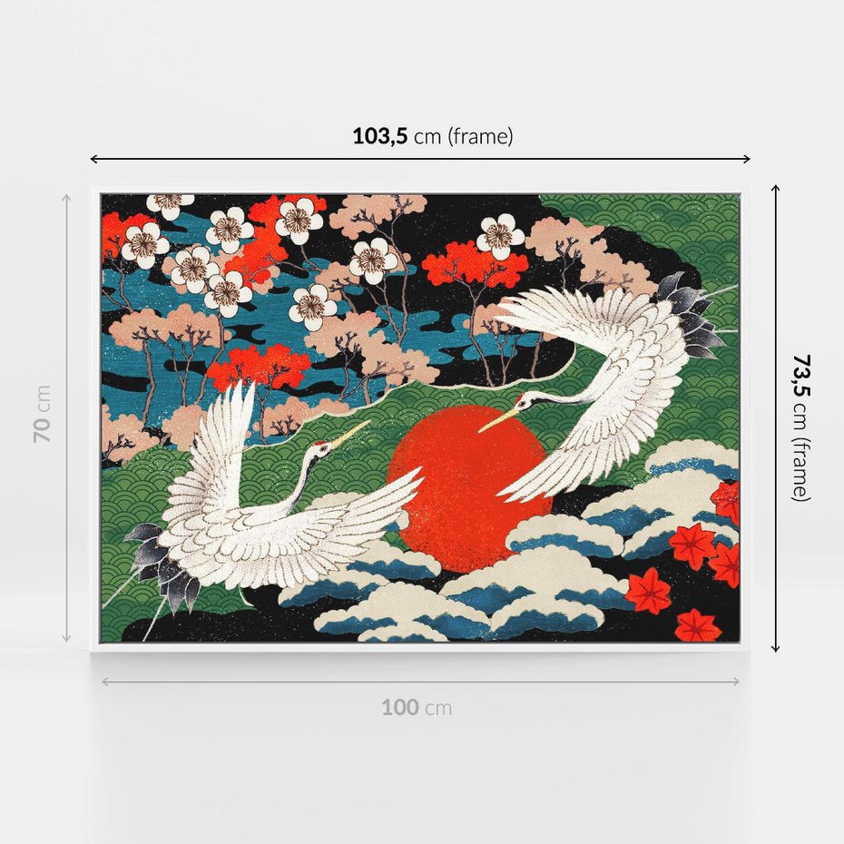 Obraz w ramie 100x70 - Wibracje emocji - sztuka japońska, wyraziste kolory - rama biała