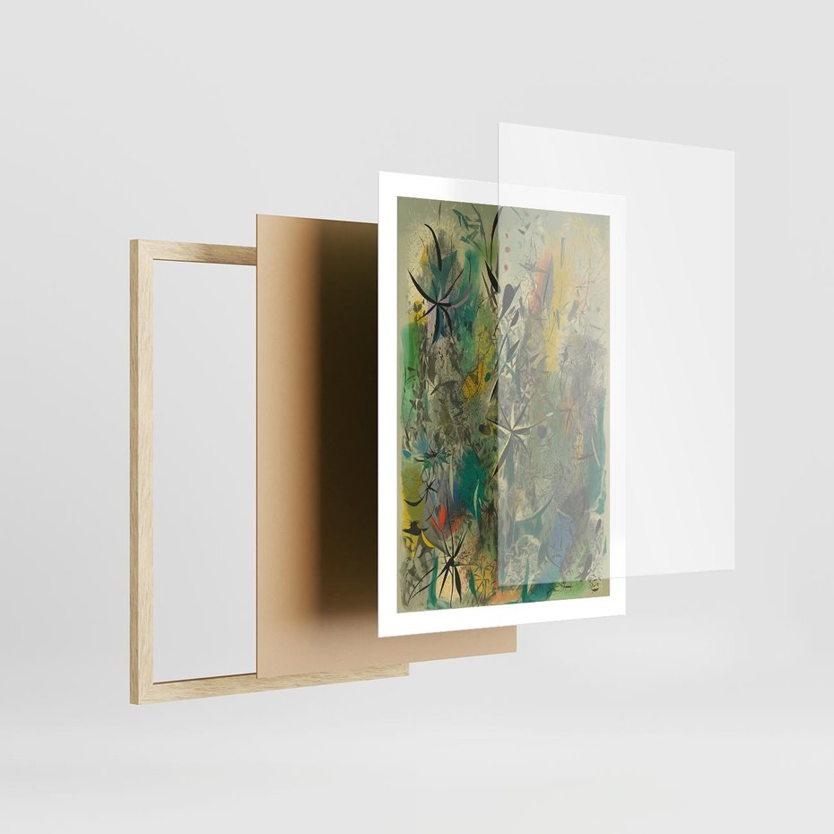 Plakat w ramie 50x70 - Tajemnicze Konstrukcje Form - abstrakcyjny obraz, mnogość kolorów - rama drewno