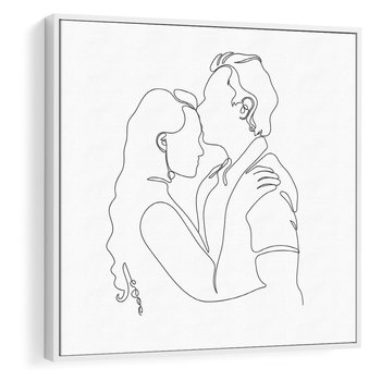 Obraz w ramie 80x80 - Wewnętrzne Emocje - para zakochanych, kobieta i mężczyzna - rama biała
