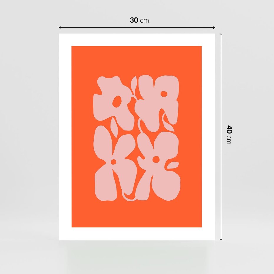 Plakat bez ramy 30x40 - Taniec Abstrakcji - kwiaty, energetyczne pomarańczowe tłó
