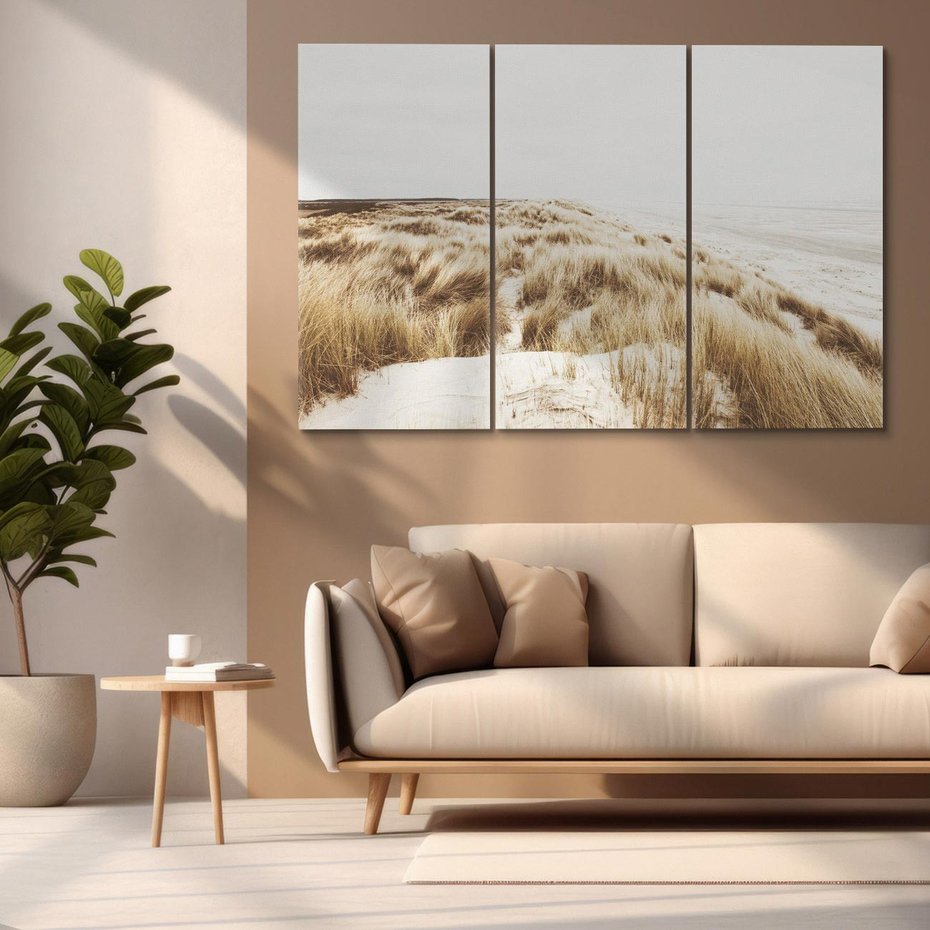 Obraz na płótnie 120x80 - Nadmorskie Wydmy - fotografia, kolory sepii