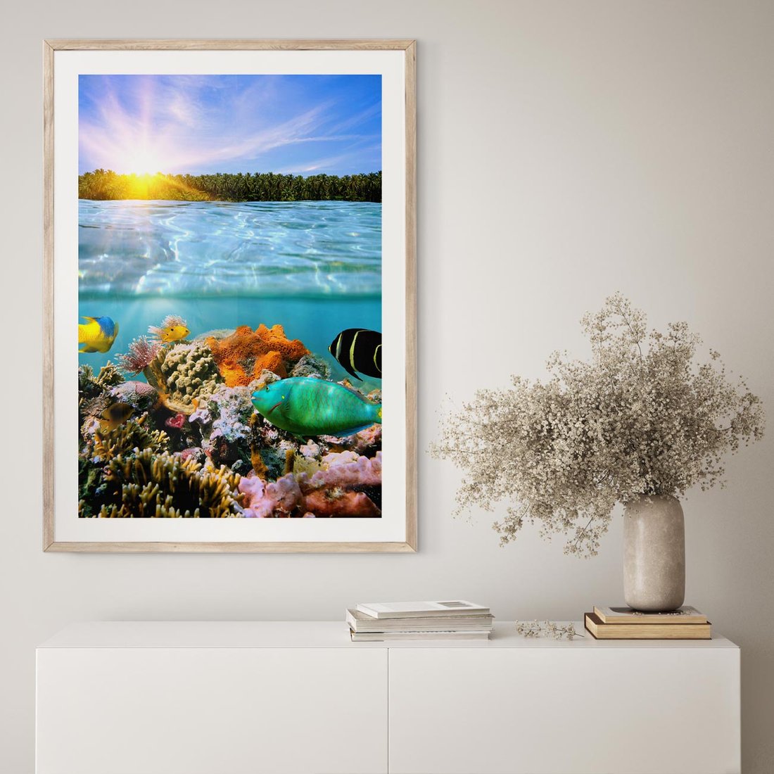 Plakat w ramie 40x50 - Rafa Koralowa - Podwodne Cuda - rafa, koralowa - rama drewno