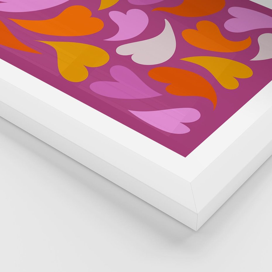 Plakat w ramie 30x40 - Podróżne Boho - wesoła grafika, serca - rama biała