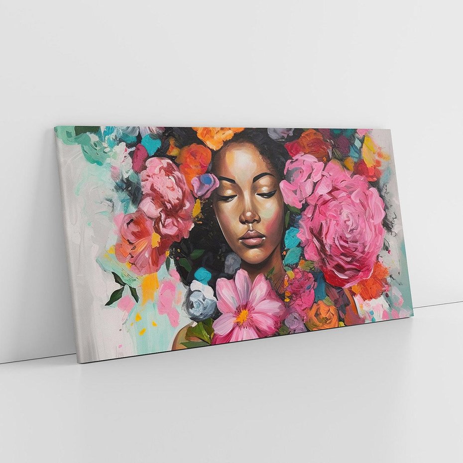 Obraz na płótnie 100x50 - Z Głową w Kwiatach - obraz olejny, sztuka nowoczesna