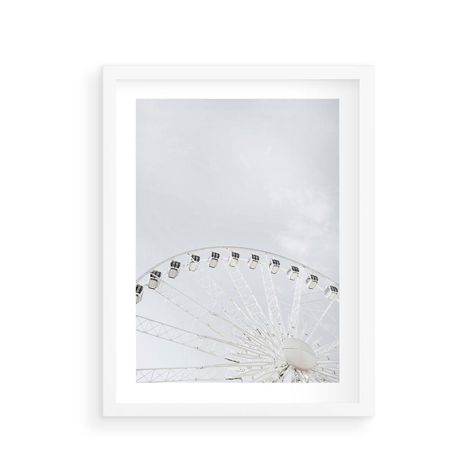 Plakat w ramie 30x40 - Karuzela Młyńska: Nostalgiczne Koło - młyńskie koło, karuzela - rama biała