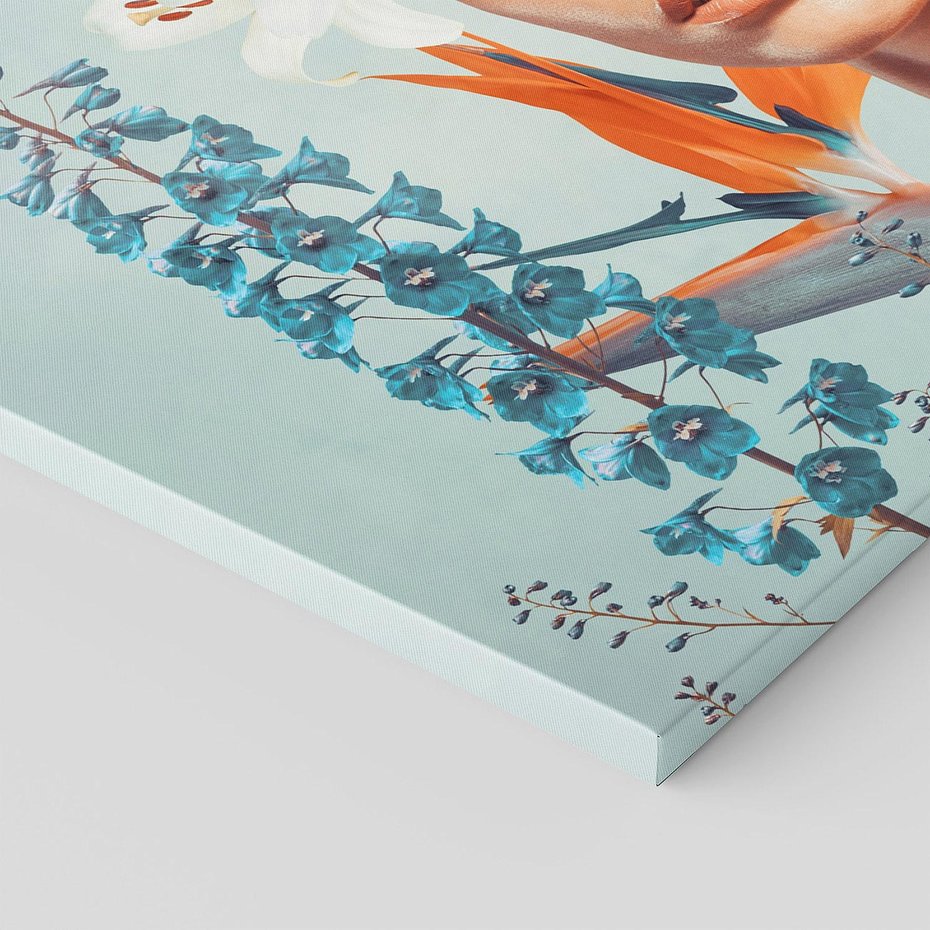 Obraz na płótnie 100x50 - Kwiatowa Enklawa Uroku - kolaż, nierealna kompozycja