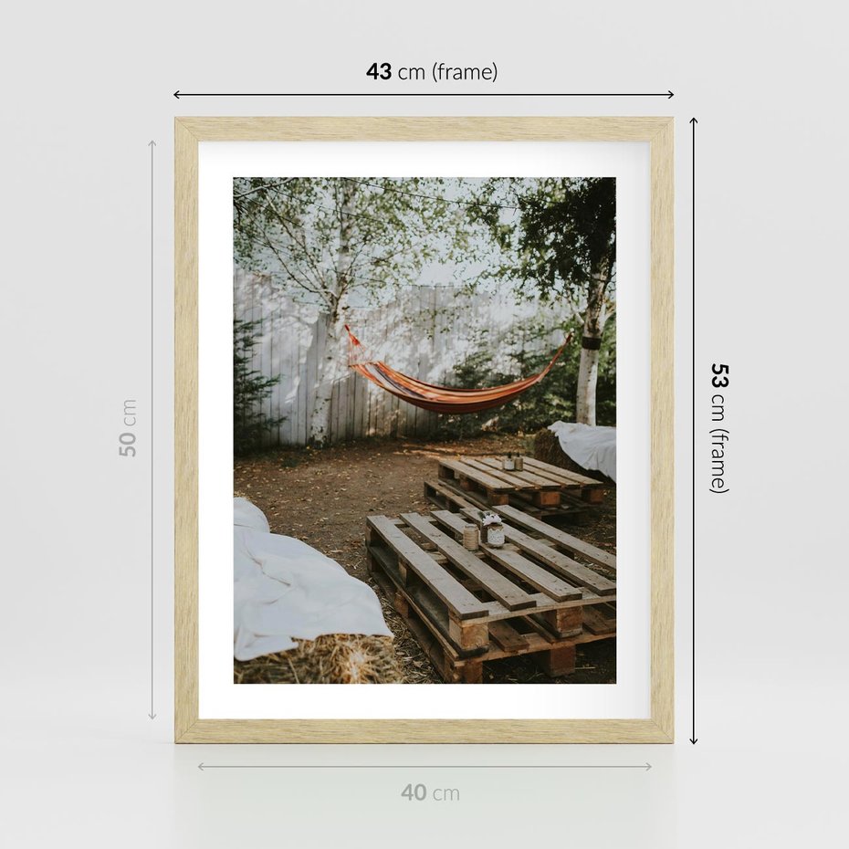 Plakat w ramie 40x50 - Harmonia i Spokój - boho, relaks - rama drewno